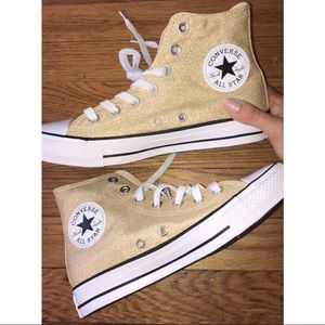 SOLD Glitter Gold Converse high tops Womens 7